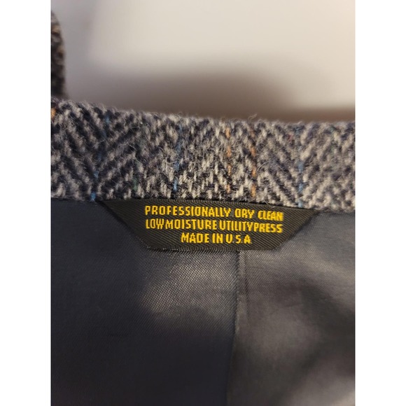 Vintage Adams Row by Richman Blue Herringbone 100% wool 48R Suit Jacket - Picture 3 of 7
